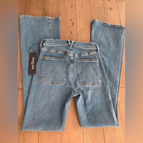 Veronica Beard Beverly flare jeans with patch in seawaterstone NWT - Picture 7 of 8